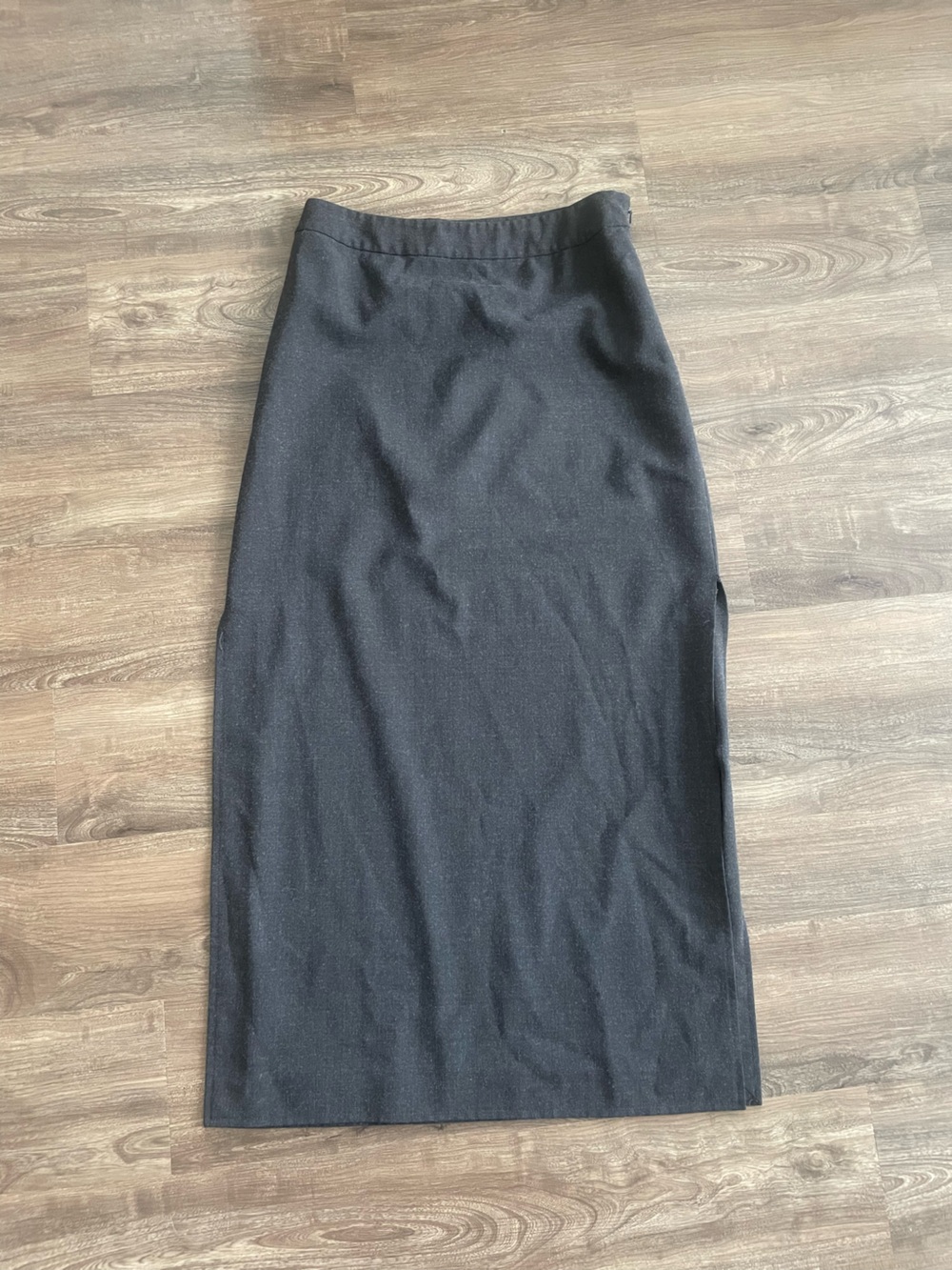 VTG 2002 Body by Victoria Charcoal Maxi Skirt Slit Office Siren Y2K Sz 6